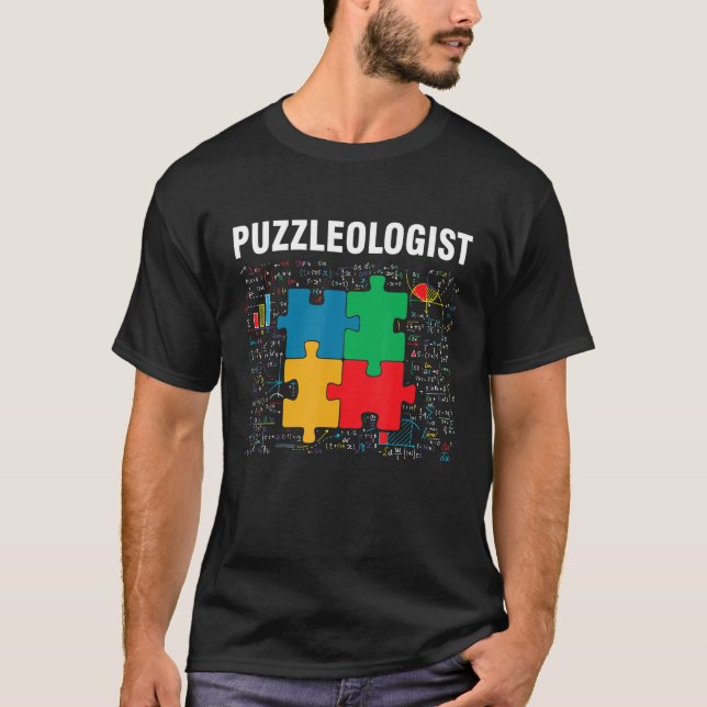 Camiseta Engraçado Puzzleólogo Jigsen Quebra-cabeça Math Lo (Frente)