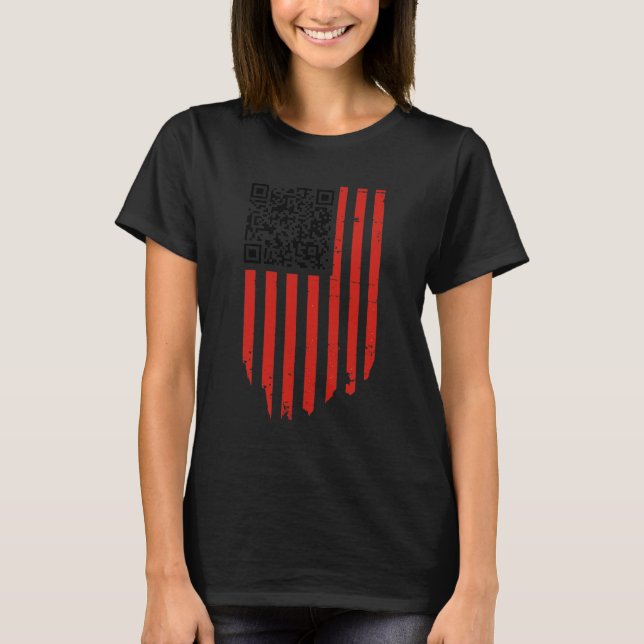 Camiseta Engraçado Qr Trump Dance Code Vermelho e Branco (Frente)