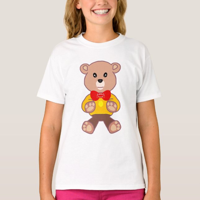 Camiseta Engraçado Quadrinho de Bowtie Bear em T-Shirt (Frente)