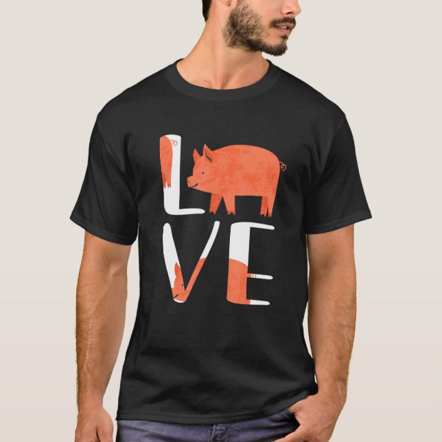 Camiseta Engraçado Que Adoro Porco Fazenda (Frente)