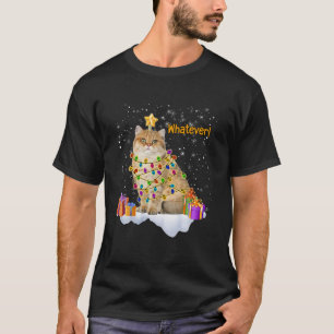 Camiseta Engraçado, Que Engraçado, Gato, Luzes De Natal Xma