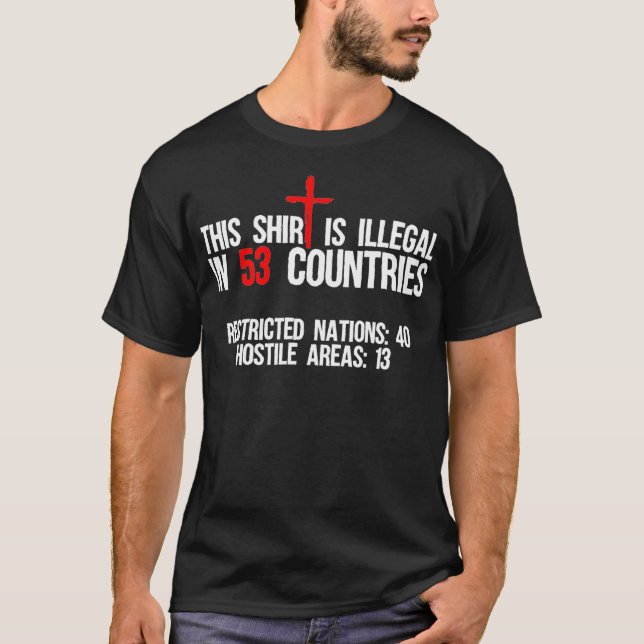 Camiseta Engraçado Que Isto Seja Ilegal Em 53 Países Que Of (Frente)