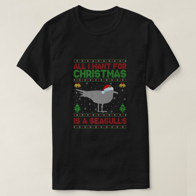 Camiseta Engraçado Que Só Quero De Natal É Uma Gaivotas. (Frente do Design)
