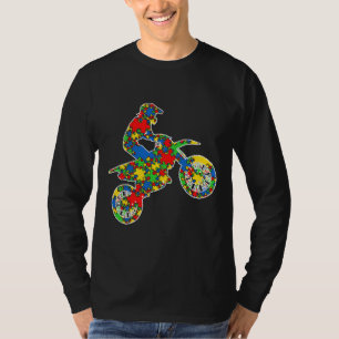 Camiseta Engraçado Quebra-cabeça Motocross Autismo Atenção