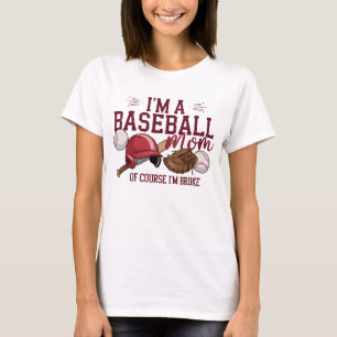 Camiseta Engraçado quebrou Baseball Mãe Arte de Palavras