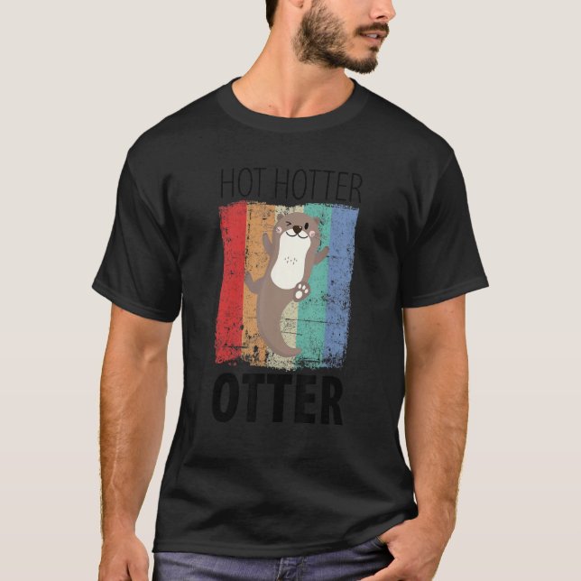Camiseta Engraçado Quente Mais Quente Otter Love Dizendo Pe (Frente)