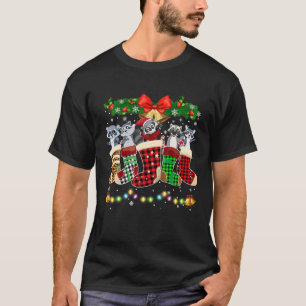 Camiseta Engraçado Raccoon Meias de Natal Figurino Feliz Na