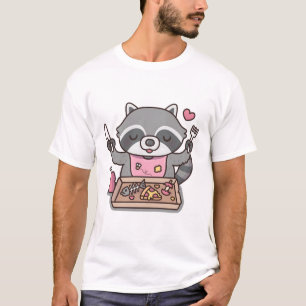 Camiseta Engraçado Raccoon Preparando-Se Para Comer Comida