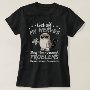 Camiseta Engraçado Raccoon Sai Do Meu Nervoso Cancer Cérebr