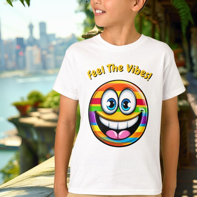 Camiseta Engraçado Rainbow Emoji Kids T-Shirt (Criador carregado)