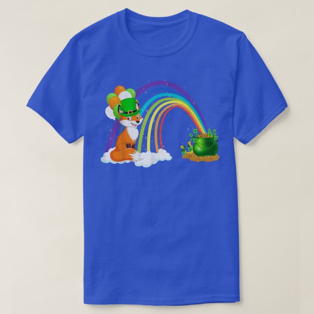 Camiseta Engraçado Rainbow Irish Leprechaun Fox Rua (Frente do Design)