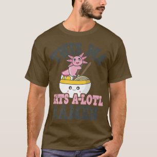 Camiseta Engraçado Ramen Adorando Mães Cute Axolotl Comendo