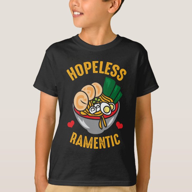 Camiseta Engraçado Ramen Noodles Pun Lover Romântico (Frente)