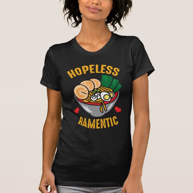 Camiseta Engraçado Ramen Noodles Pun Lover Romântico (Frente)