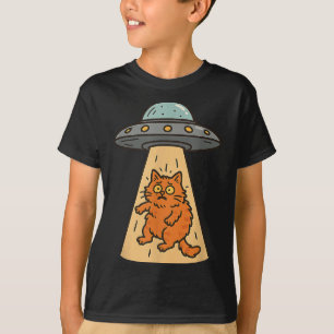 Camiseta Engraçado Rapto De Alienígenas De Gato Ufo Gatinho