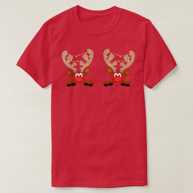 Camiseta Engraçado Red Nose Reindeer (Frente do Design)