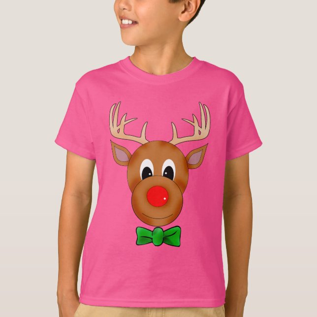 Camiseta Engraçado Reindeer de Natal com Bowtie (Frente)