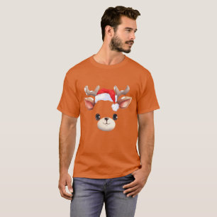 Camiseta Engraçado Reindeer Enfrentando Feliz Família de Na