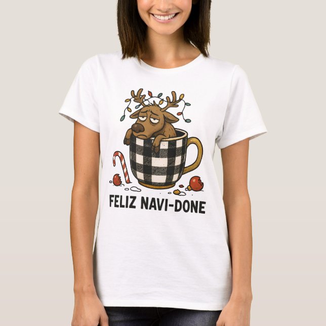 Camiseta Engraçado Reindeer Feliz Navi-Done (Frente)