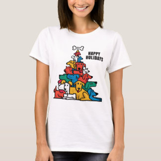 Camiseta Engraçado Resgate Cães Abstrato de Árvore de Natal