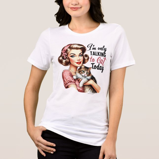 Camiseta Engraçado Retro Girl T-Shirt - Só falando com meu  (Frente)