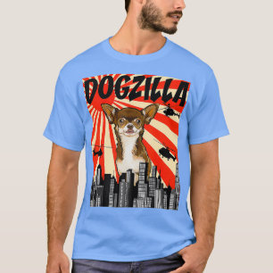 Camiseta Engraçado Retro Japonês Dogzilla Brown Chihuahua