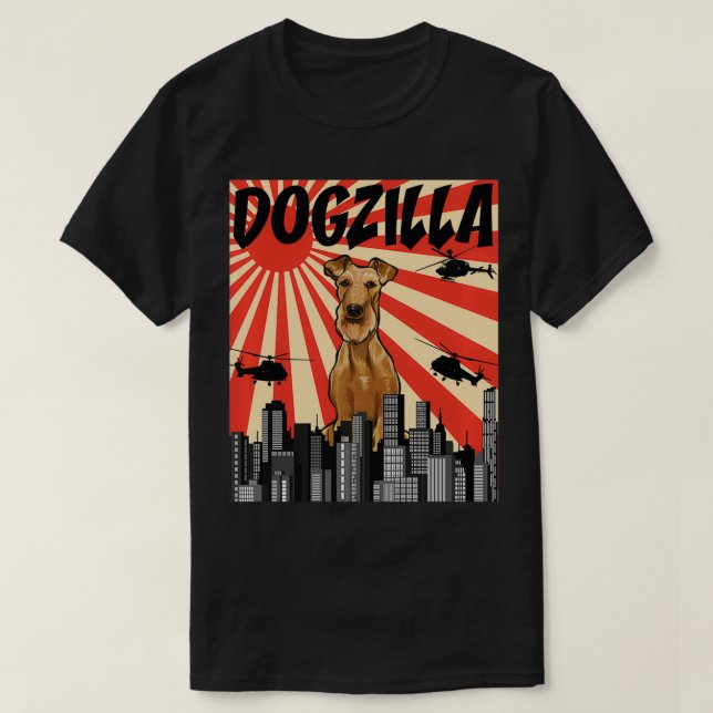 Camiseta Engraçado Retro Japonês Dogzilla Irish Terrier Pul (Frente do Design)