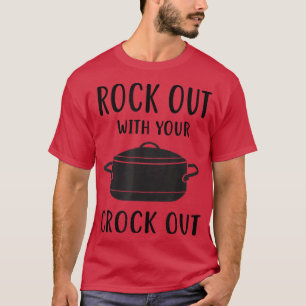 Camiseta Engraçado Rock com seu galo para fora, Pote Cozinh