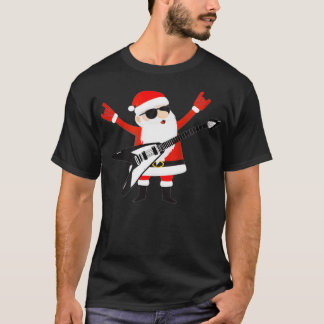 Camiseta Engraçado Rock n Roll Papais noeis Guitarra