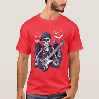 Camiseta Engraçado Rocker Skeleton Boné Skeleton Legal Hall