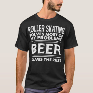 Camiseta Engraçado Roller de cerveja patinando asas aspas R
