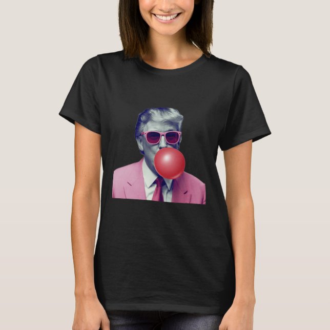 Camiseta Engraçado Rosa Donald Trump Bble Gum Yum Tee (Frente)