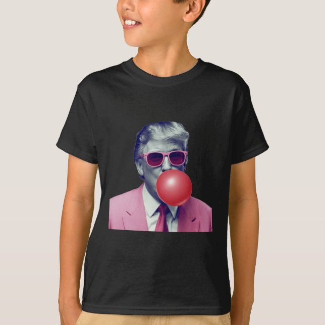 Camiseta Engraçado Rosa Donald Trump Bble Gum Yum Tee (Frente)