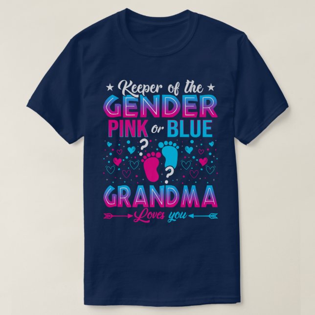 Camiseta Engraçado Rosa Ou Azul Vovó Ama Sua Revelação De G (Frente do Design)
