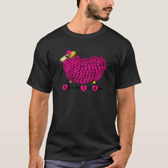 Camiseta Engraçado, Rosa Rosa, Chinês, Ano Novo Zodiac, Tet (Frente)