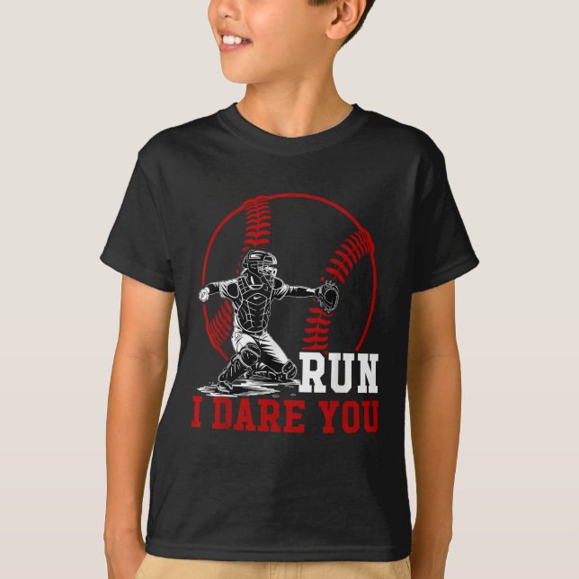 Camiseta Engraçado Roubar Eu Ouso Você Jogador De Beisebol (Frente)