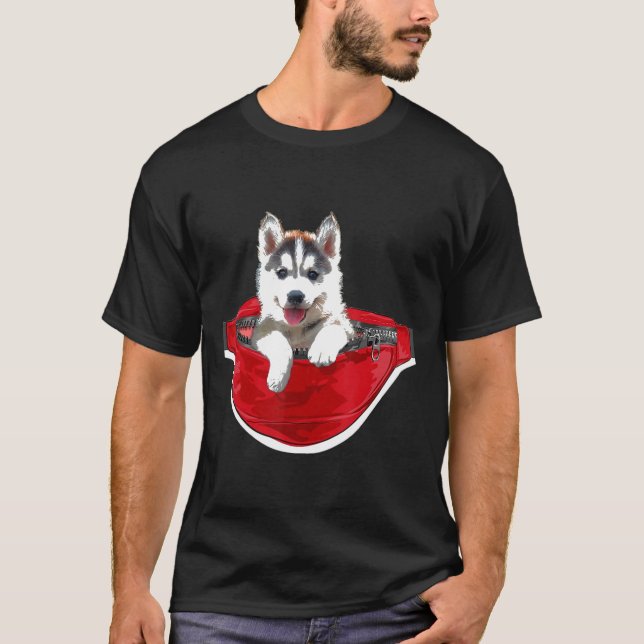 Camiseta Engraçado Rouco Cachorro Cachorro Pocket Lover Gif (Frente)