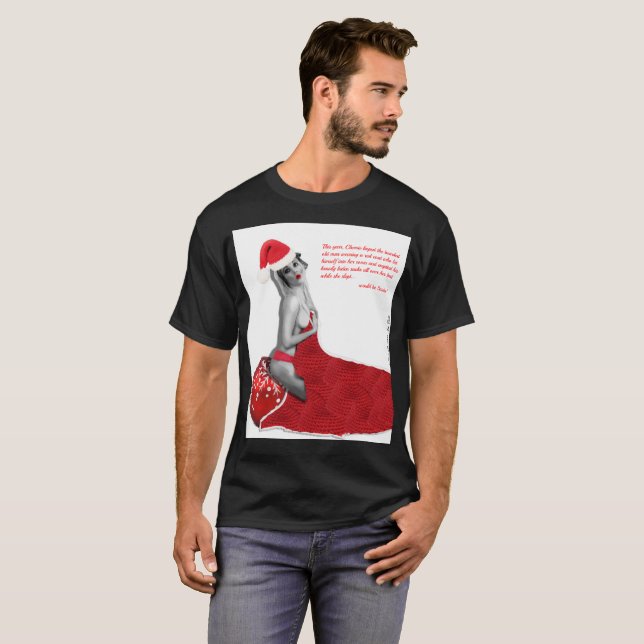 Camiseta Engraçado Rude Sexy Pinup Papais noeis Mens Camise (Frente Completa)