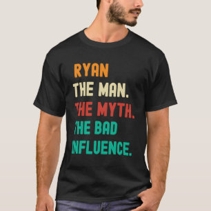Camiseta Engraçado Ryan O Homem O Mito A Má Influência
