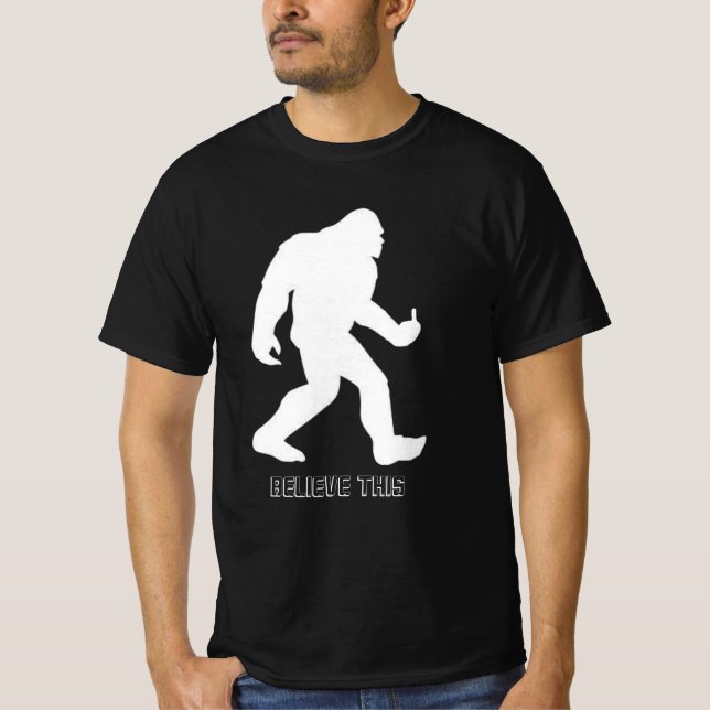 Camiseta Engraçado 'SACUDIR O PÁSSARO' Yeti Pé Grande Teto (Frente)