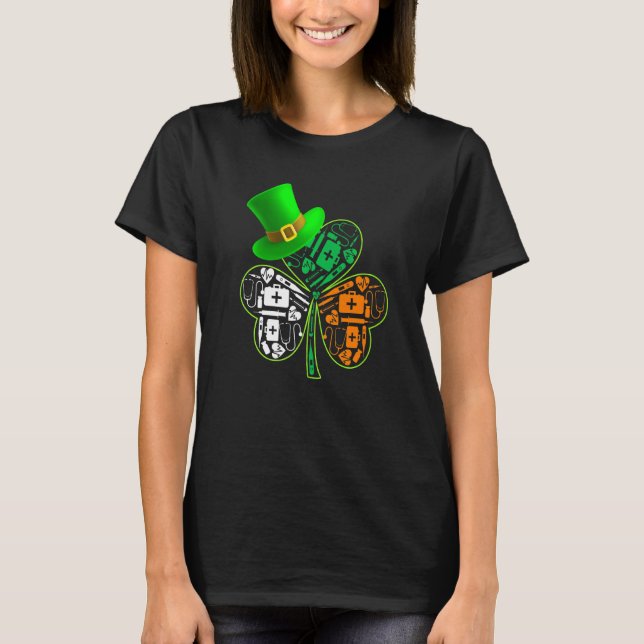 Camiseta Engraçado Saint Patrick S Day Doutor Shamrock Hat  (Frente)