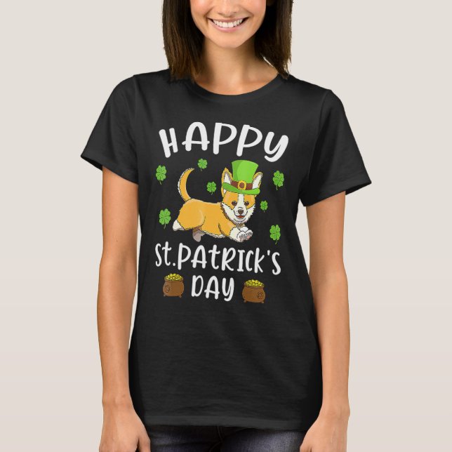 Camiseta Engraçado Saint Patricks Corgi Dog Gift Para A Rua (Frente)