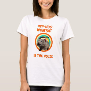 Camiseta Engraçado salto de Hip Wombat na Casa