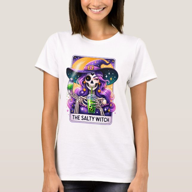 Camiseta Engraçado Salty Witch Tarot (Frente)
