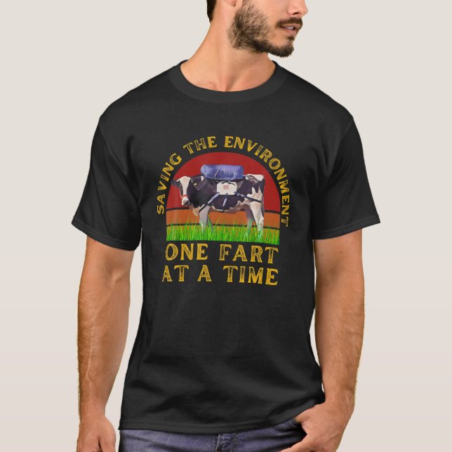 Camiseta Engraçado Salvar A Vaca Ambiental Recolhendo B (Frente)