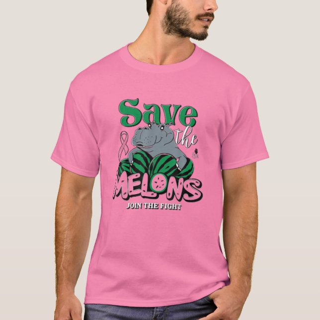 Camiseta Engraçado Salvar Os Melões Fiona Cancer De Mama Aw (Frente)