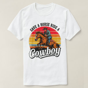 Camiseta Engraçado - "Salve um Cavalo Ande um Cowb