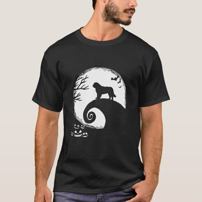 Camiseta Engraçado Santo Bernard E O Figurino De Halloween  (Frente)