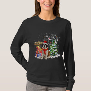 Camiseta Engraçado Santo Bernard Papai noel Cachorro de Nat