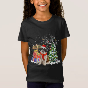 Camiseta Engraçado Santo Bernard Papai noel Cachorro de Nat